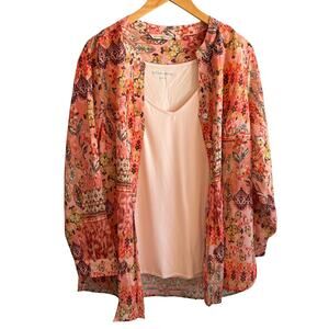 Soft Surroundings Two Piece Floral Button Down & Tank Combo - size 1X